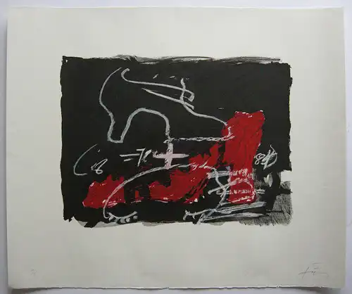 Antoni Tapies (1923-2012) Chaussure rouge Orig Lithografie 1975 Barcelona