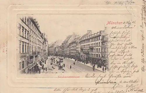AK München Neuhauserstrasse Fotokarte Bayern gel 1905