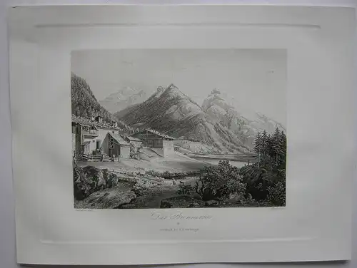 Brennersee Gries am Brenner Tirol Österreich Orig Aquatinta-Radierung 1840