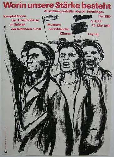 Plakat Arbeiterklasse in der Bildenden Kunst Parteitag SED 1986 Orig Lithografie