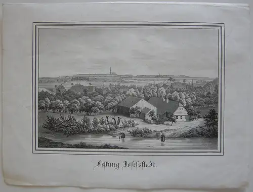 Festung Josefstadt Josefov Jaromer Tschechien Orig. Lithografie Bürger 1845