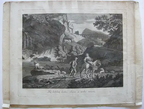 Pellegrino del Colle (1737-1812) Heimkehr vom Feld Orig Kupferstich 1780
