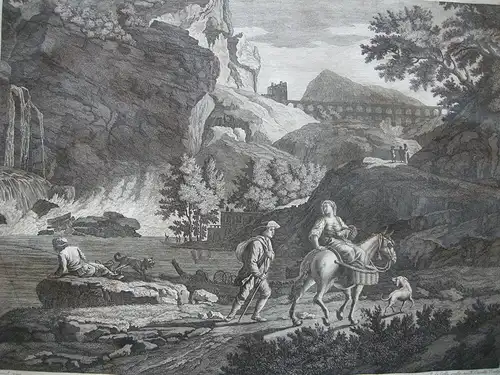 Pellegrino del Colle (1737-1812) Heimkehr vom Feld Orig Kupferstich 1780