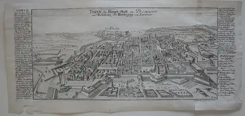 Torino Turin Piemonte Orig Kupferstich Bodenehr 1720 Italia