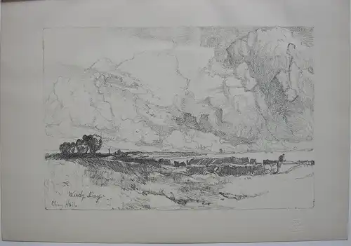 Oliver Hall (1869-1957) Windy Day Orig Lithografie 1900