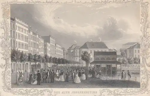 Hamburg Der Alte Jungfernstieg Orig. Stahlstich J. Gray bei Berendsohn 1840