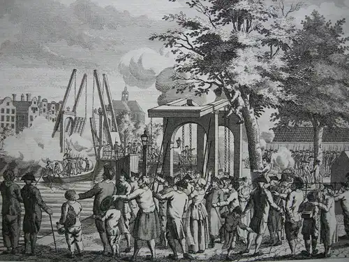 Kattenburg Amsterdam Door Burgers beschooten 1787 Orig Kupferstich 1800