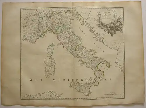 Italia Routes de Postes Sardegna Sardinien Orig Kupferstich R. Vaugondy 1680