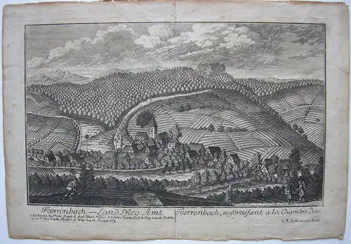 Förrenbach Ansicht Happurg Mittelfranken Orig Kupferstich C. M. Roth 1780