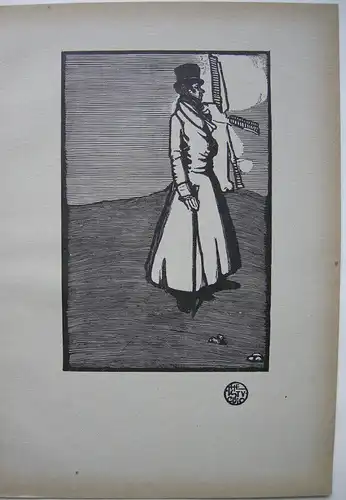 Edward Henry Gordon Craig (1872-1966) A Study Orig Holzschnitt Woodcut 1900