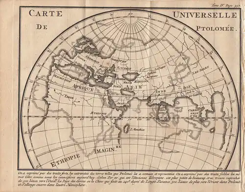 Weltkarte Mappe-monde nach Prolomäus Orig. Kupferstich 1739