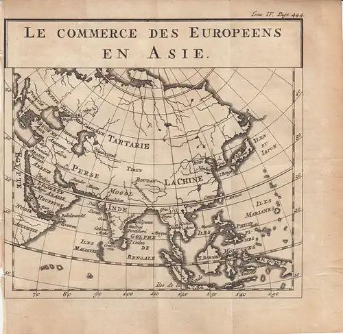 Handelswege der Europäer in Asien Orig. Kupferstichkarte 1739 Erdteilkarte