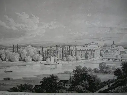 Panorama von Potsdam Orig Aquatinta von Hausheer nach Henning 1850 Brandenburg