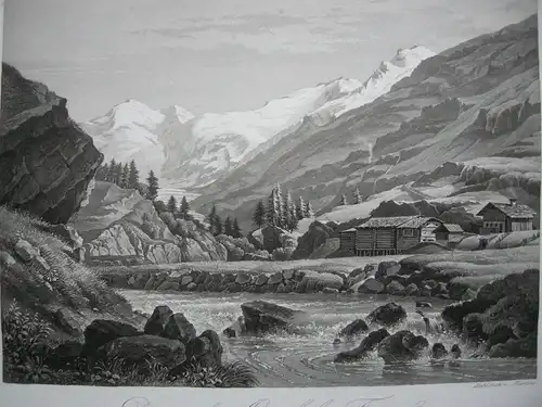 Großer Oetztaler Ferner Tirol Österreich Orig. Aquatinta-Radierung 1840