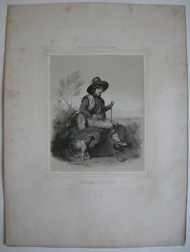 Italienischer Hirten-Knabe Orig. Lithografie Italia  König-Ludwigs-Album 1860