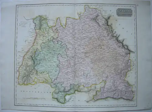 Deutschland südlich des Mains Bayern Baden Württemberg Orig Kupferstich 1827