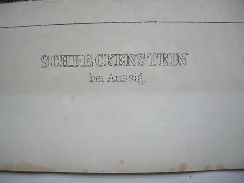 Aussig Usti nad Labem Tschechien Orig Lithographie Schreckenstein Cesky 1840