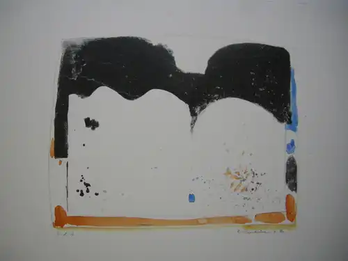 Oskar Koller aquarellierte Lithographie abstrakte Komposition sign 1972 Probedr