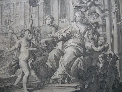 Stefano Pozzi (1699-1768) Allegorie Architektur Rom Clemens XII Kupferstich 1735