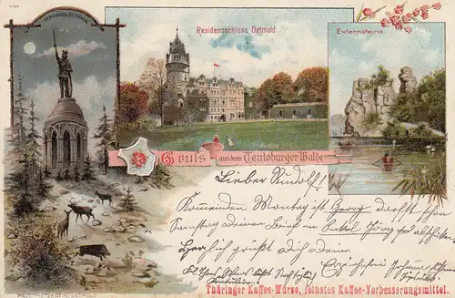 Ak Teutoburger Wald Residenzschloss Detmold Nordrhein-Westfalen Litho ungel 1899