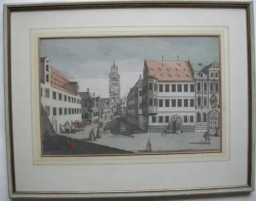 Guckkastenblatt Augsburg Dom-Platz Frauentor Kupferstich Remshart 1750 Probst