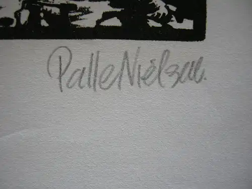 Palle Nielsen (1920-2000) Frauen und Kinder Orig Holzschnitt signiert 1970