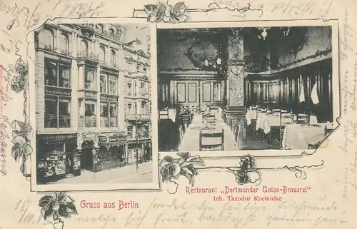 AK Berlin Restaurant Dortmunder Union-Brauerei Kochintke gel 1902