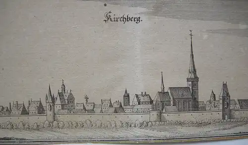 Kirchberg Hunsrück Gesamtansicht Orig Kupferstich Merian 1650