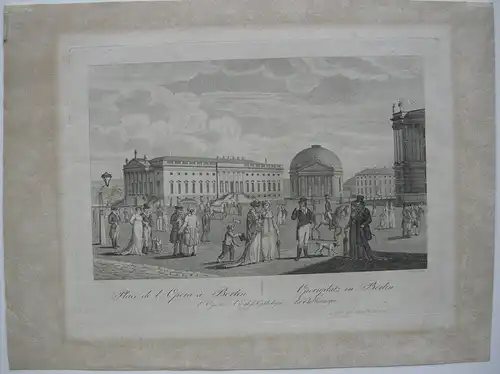 Berlin Opernplatz Orig. Radierung Meyer nach Schinkel 1840 Bibliothek