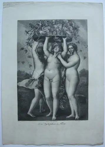 Die Nymphen der Flora Orig Lithografie J. C. Werner nach Dominichino 1825