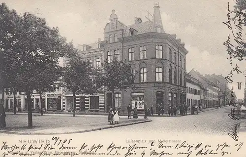 AK Neuwied Luisenplatz und Mittelstrasse Koblenz gel 1905 Rheinland Pfalz