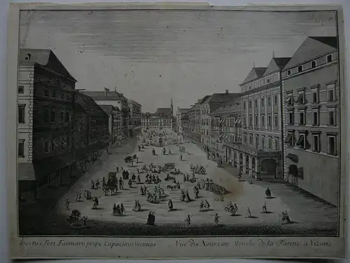 Optical View Guckkastenblatt Wien Mehlmarkt Orig Kupferstich 1780 Neuer Markt