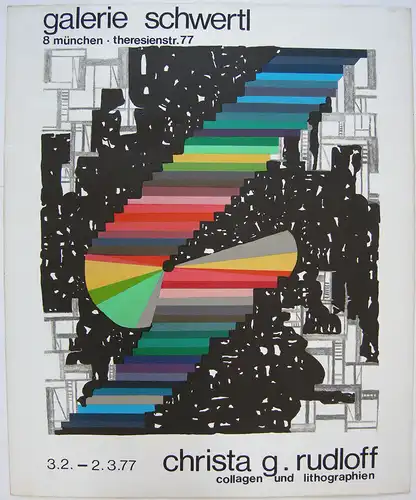 Christa Rudloff (1939) Geometrische Komposition Lithografie signiert 1977