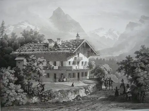 Bauernhaus bei Zell Zillertal Tirol Österreich Orig Aquatinta-Radierung 1840