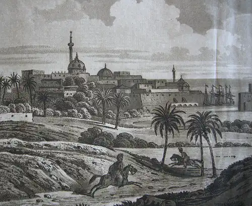 St. Johann von Acre Napoleon Israel  Aquatinta Sepia Döbler 1827 Heiliges Land