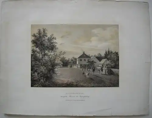 Hartmanshof Nymphenburg München Orig Lithographie 1835 C. A. Lebschée