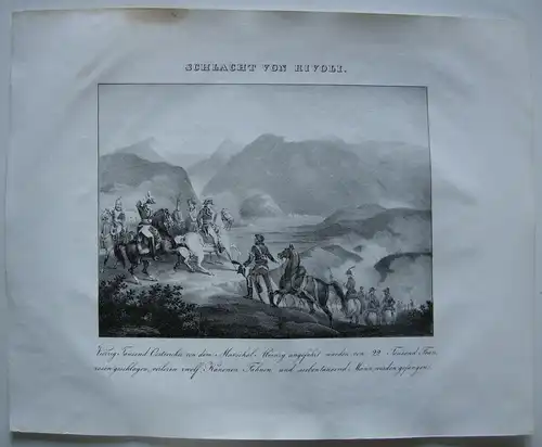 Napoleon Battaglia Rivoli Italia Orig Lithographie 1832 Napoleonische Kriege