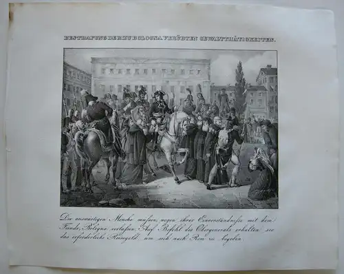 Napoleon Bologna punizione Italia Orig Lithographie 1832 Napoleonische Kriege