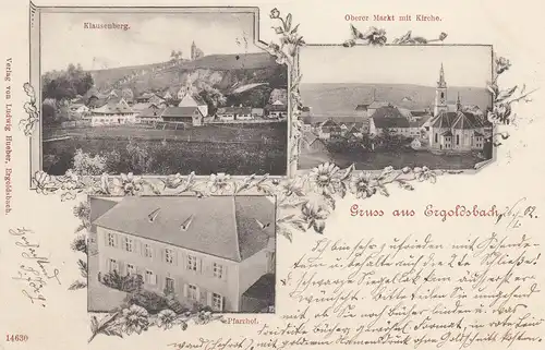 AK Ergoldsbach Klausenberg Oberer Markt Pfarrhof Landshut gel 1902 Niederbayern