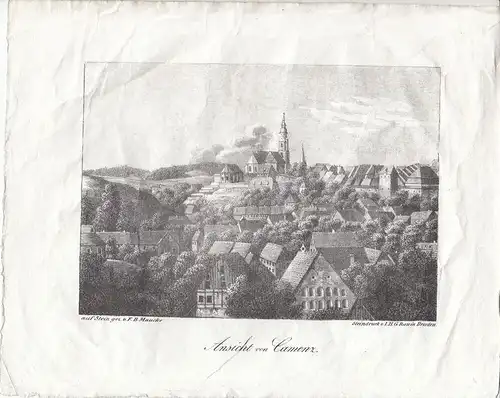 Kamenz Ansicht Sachsen Bautzen Orig Lithografie 1850 Rau nach Maucke