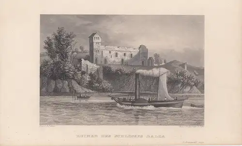 Ruinen Schloss Balca Rügen Orig Stahlstich 1850 Vorpommern