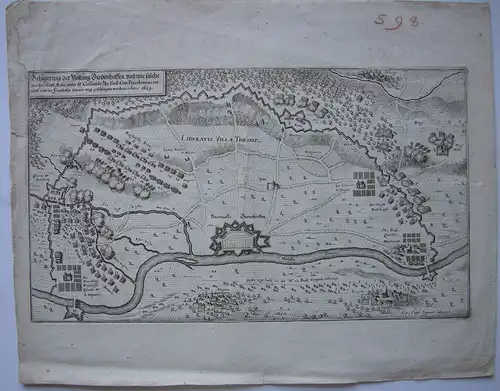 Thionville Diedenhofen Bleagerung Dreißigjähriger Krieg Orig Kupferstich 1650
