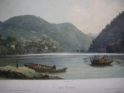 Der Wirbel Donauwirbel Donaureise Niederösterreich kol Lithografie Sandmann 1850