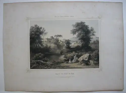 Tivoli Rom Orig Lithografie F. Würthle Italia Italien König-Ludwigs-Album 1860