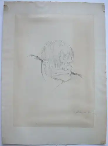 Bruno Goldschmitt (1881-1964) Skurriller Männerkopf Orig Zeichnung 1930 signiert
