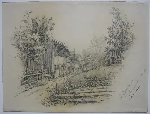 St. Georgen am Ammersee Orig. Kreidelithografie 1896 signiert Diessen