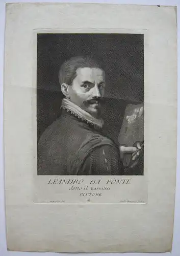 Leandro da Ponte Bassano (1557-1622) Italienischer Maler Orig Kupferstich 1750