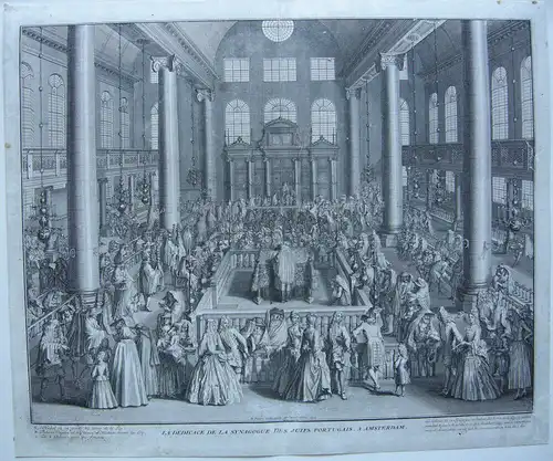 Bernard Picart (1673-1733) Inauguration Synagoge Amsterdam Orig Kupferstich 1721