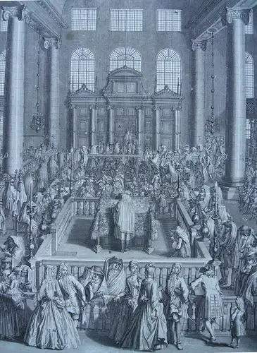 Bernard Picart (1673-1733) Inauguration Synagoge Amsterdam Orig Kupferstich 1721