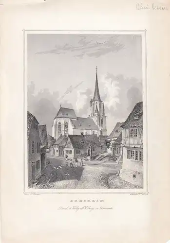 Armsheim  Stadtpartie Rheinhessen Rheinland Pfalz Orig Stahlstich 1850